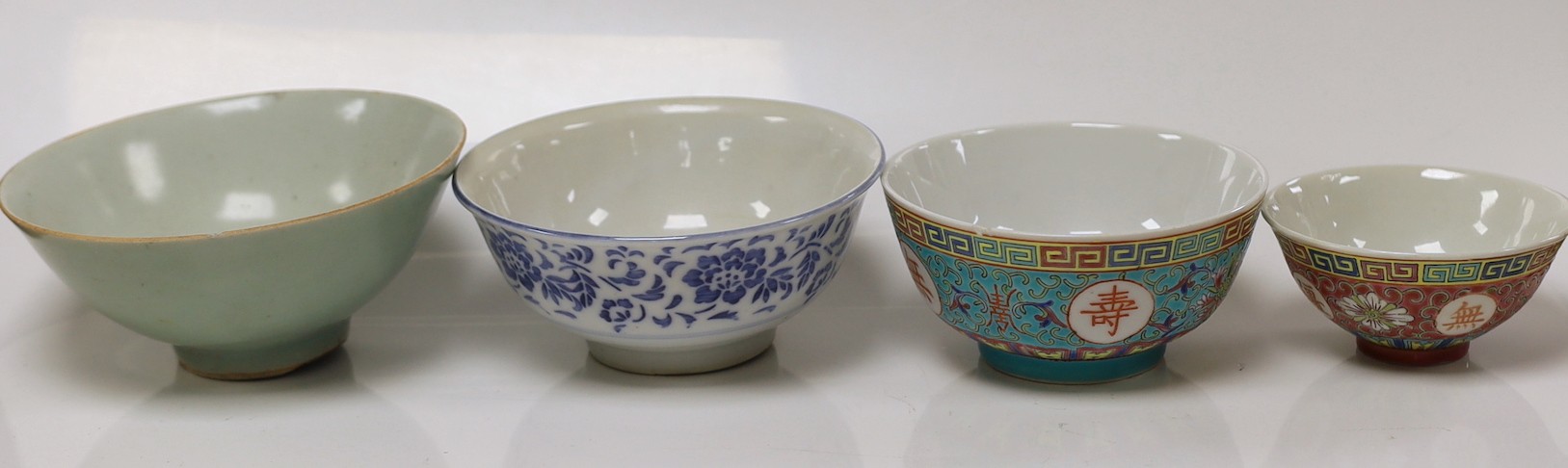 Four Oriental bowls , two hardstone pigs and a Thai carving